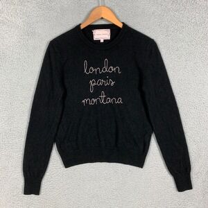 Lingua Franca Cashmere Sweater Womens Medium Fits XS Black London Paris Montana
